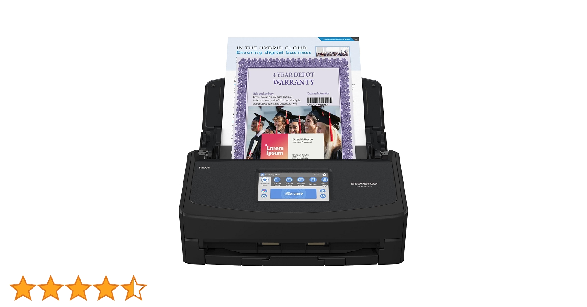 ScanSnap iX1600　スキャナー　富士通　FUJITSU ScanSnap High-Speed Wireless Document Scanner with Touchscreen